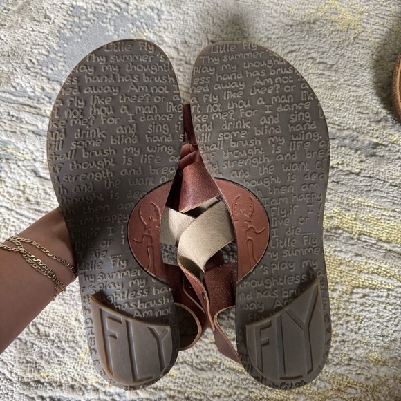 Fly London Sandals Bian flats Leather Sandals Brown strappy gladiator 40 9 9.5 - Picture 7 of 13
